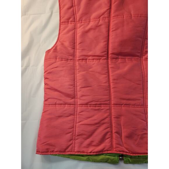 Liz Claiborne Women's Puffer Vest Full Zip Pockets Hot Pink w/Neon Green Small - Picture 7 of 10